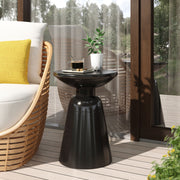 Modern metal outdoor end table by Noble House, large side table with sleek design for patio or garden spaces.