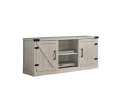 Salma 58-inch wide TV stand by Lilola Home with open shelves and cabinets, made of wood and modern design for living room decor.