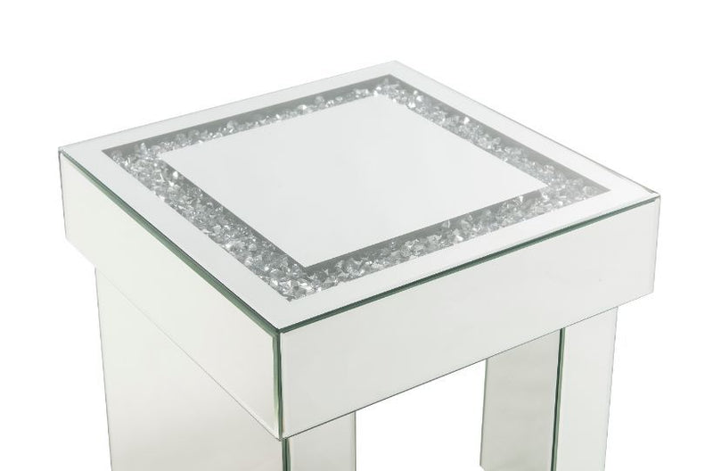 Noralie - 16" End Table With Faux Diamonds - Mirrored - R&R Furniture Gallery (Fountain Valley, CA)