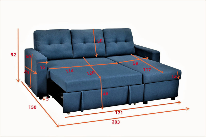 Convertible L Shaped Sectional Sleeper Sofa Bed, Saving Pull Out Couch - R&R Furniture Gallery (Fountain Valley, CA)