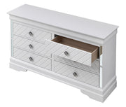 Silver Champagne Verona dresser by Glory Furniture with sleek modern design and multiple storage drawers.