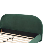 Upholstered Simple Modern Bedroom Bed With Curved Headboard - R&R Furniture Gallery (Fountain Valley, CA)
