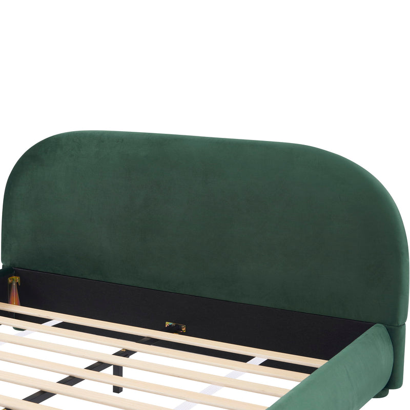 Upholstered Simple Modern Bedroom Bed With Curved Headboard - R&R Furniture Gallery (Fountain Valley, CA)