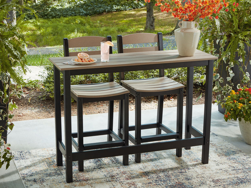 Shoreline Beach - Outdoor Counter Table And 2 Barstools (Set of 3) - Black / Beige - R&R Furniture Gallery (Fountain Valley, CA)