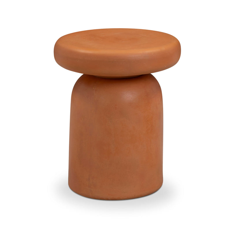 Modern Lydia side table by TOV Furniture featuring a sleek design with a round top and metal legs.