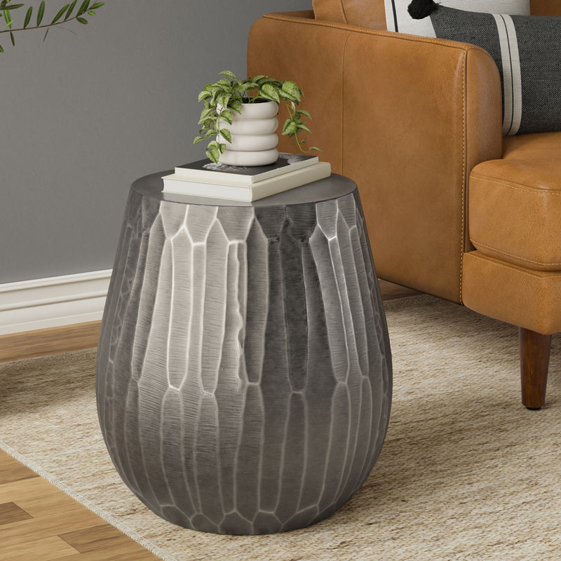 Nellie - Cast Aluminum Side Table - Black - R&R Furniture Gallery (Fountain Valley, CA)