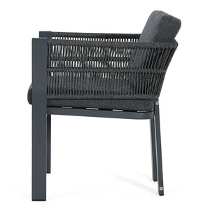7 Piece Outdoor Dining Set & Table And 6 Chairs - Black / Gray / Teak