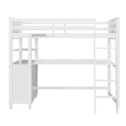 DreamHaus loft bed with integrated drawers, desk, and shelves, showcasing a modern space-saving bedroom furniture piece.