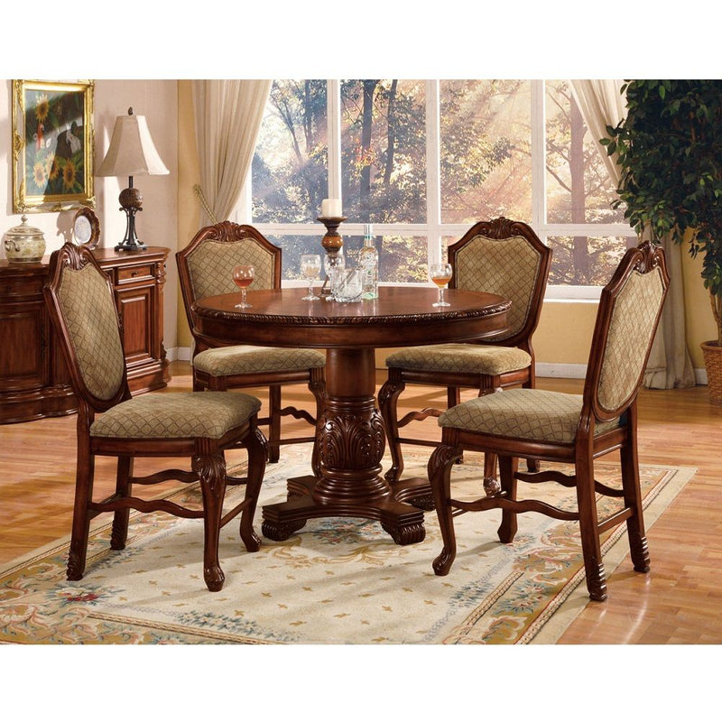 Chateau De Ville - Counter Height Chair (Set of 2) - Fabric & Cherry Finish - R&R Furniture Gallery (Fountain Valley, CA)