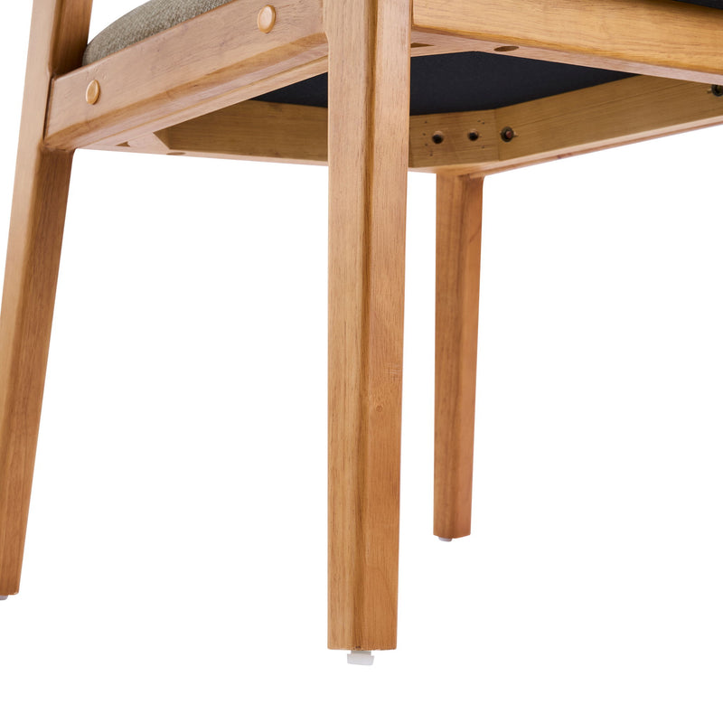 Indoor Upholstered Dining Chair (Set of 2) With Sturdy Frame And Ergonomic Curved Backrest - Oatmeal / Teak - R&R Furniture Gallery (Fountain Valley, CA)