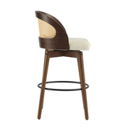 Pair of Noble House Como indoor wood barstools with sleek, natural wood finish, perfect for modern kitchen or bar area.