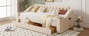 Upholstered Daybed With Storage Armrests And USB Port - R&R Furniture Gallery (Fountain Valley, CA)