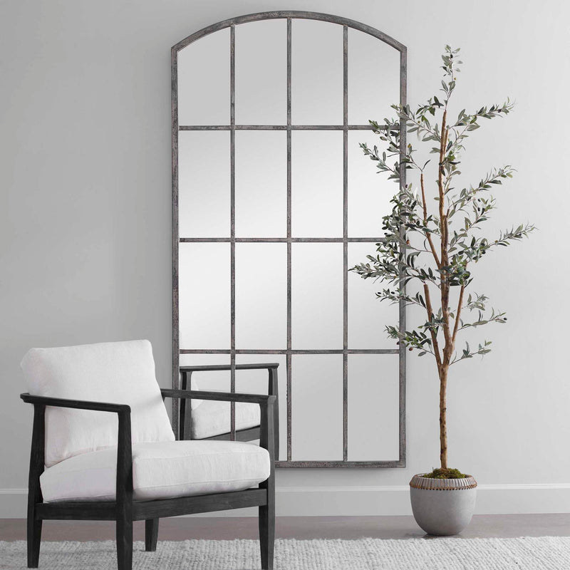 Uttermost Amiel arched wall mirror in ivory with elegant frame, perfect for enhancing interior decor.