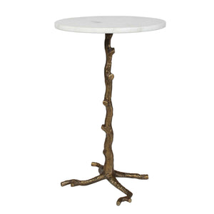 Calais - Marble Accent Table - Brass / White
