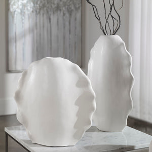 Ruffled Feathers - Modern Vases (Set of 2) - White