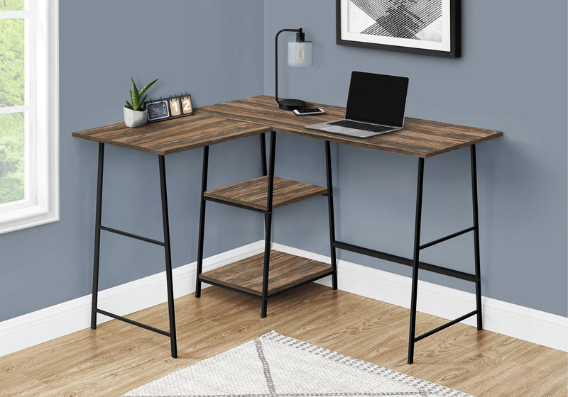 Computer Desk, Home Office, Corner, Storage Shelves, L-Shape, Work, Laptop, Contemporary, Modern - Brown - R&R Furniture Gallery (Fountain Valley, CA)