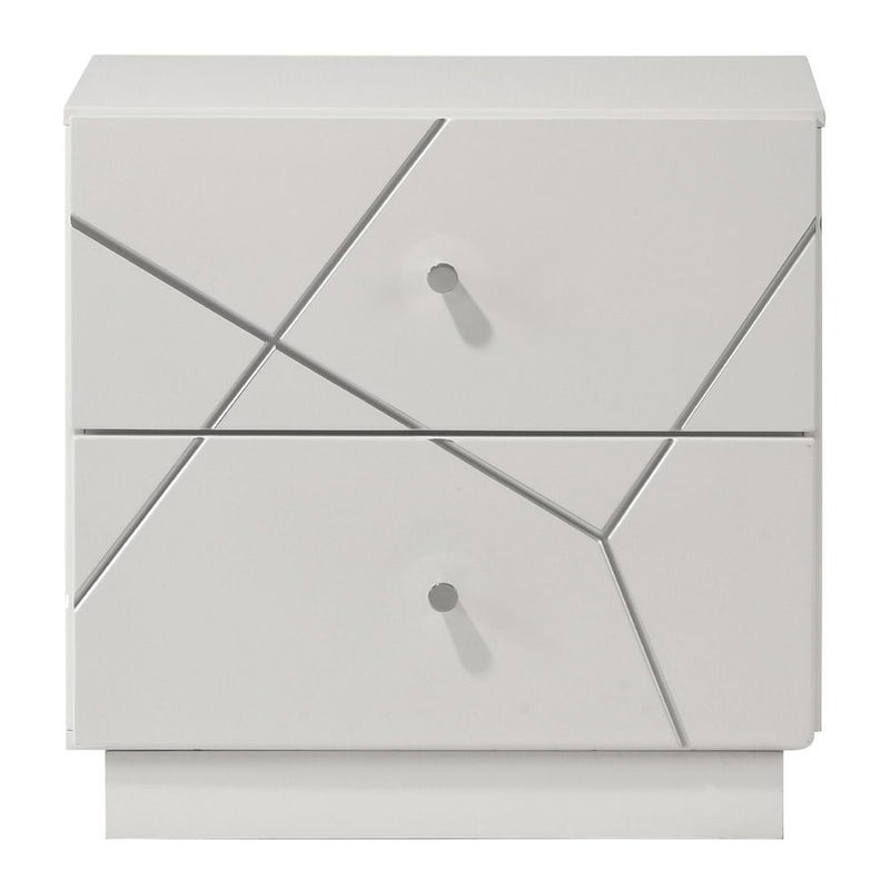 Esther - Nightstand - White / Silver - R&R Furniture Gallery (Fountain Valley, CA)