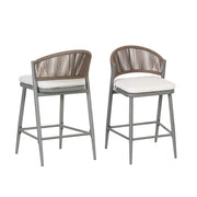 Outdoor 26" Counter Height Metal Frame Counter Stools With Scallop Shaped Backrest & Water Resistant Cushions - R&R Furniture Gallery (Fountain Valley, CA)