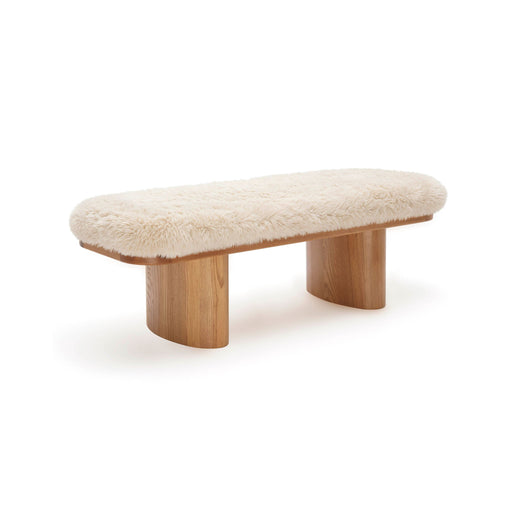 Upholstered Ollie Straight Bench by TOV Furniture with a sleek, modern design and soft fabric seat for contemporary home decor.