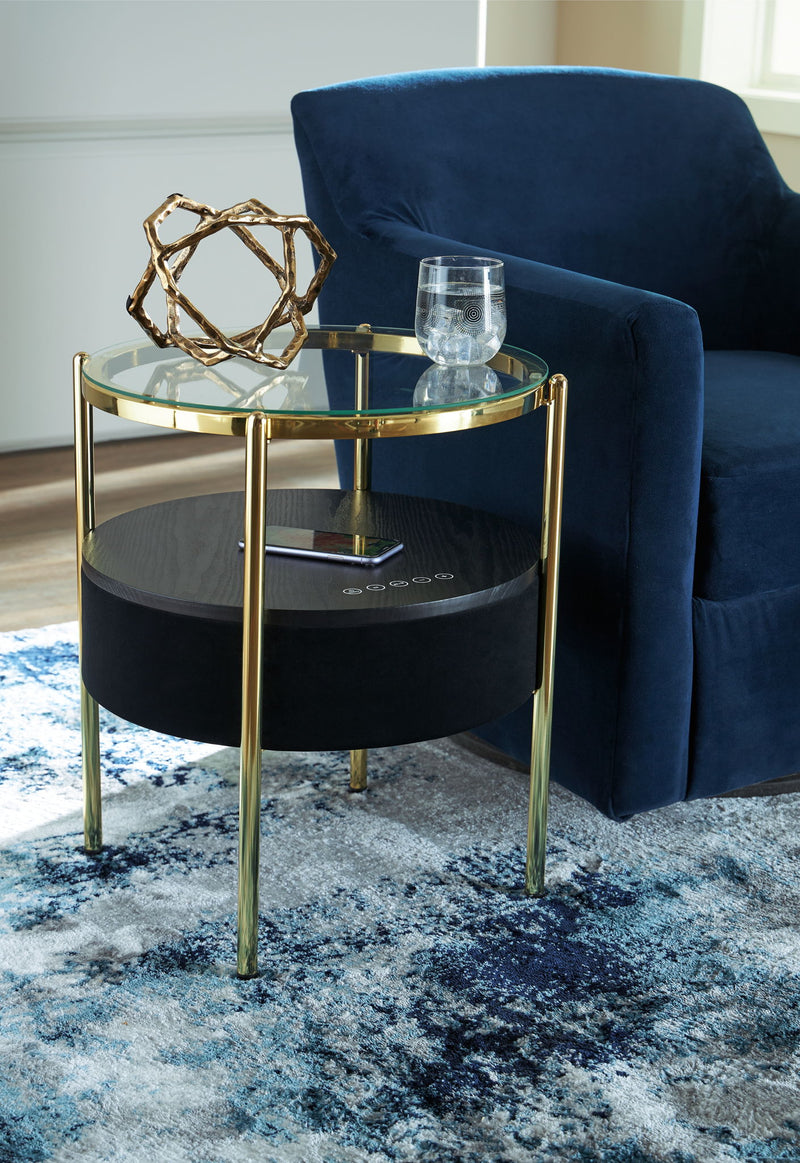 Nedman - Accent Table With Speaker - Black / Gold Finish - R&R Furniture Gallery (Fountain Valley, CA)