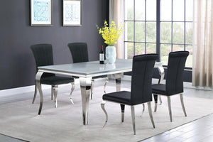 Carone 5-piece 81-inch Rectangular White Glass Dining Set Black
