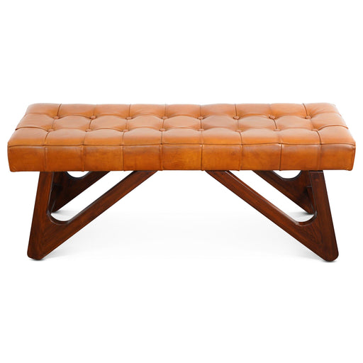 Mia - Bench With Buttons - Brown / Rustic - R&R Furniture Gallery (Fountain Valley, CA)