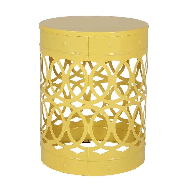 Modern outdoor metal large end table by Noble House with sleek design, perfect for patio or garden lounging.