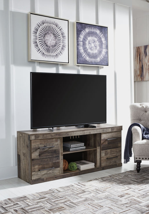 Derekson - LG TV Stand w/Fireplace Option - Multi Gray - R&R Furniture Gallery (Fountain Valley, CA)