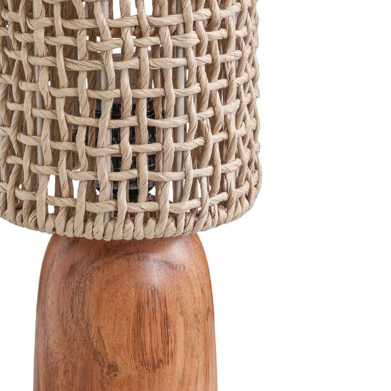 Kombu - Raffia and Wood Small Table Lamp - Natural - R&R Furniture Gallery (Fountain Valley, CA)