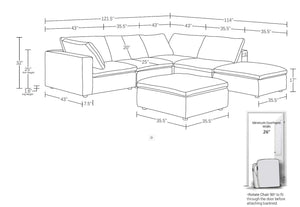 1100 - 6-Piece Right Arm Facing 3-Seat Sectional (Top-Grain Italian Leather)