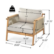 Noble House Sumbawa outdoor club arm chair with woven rattan-style frame and plush cushion for patio or garden seating.