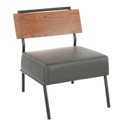 Lumi Source Fiji contemporary side chair with gray upholstered seat and walnut wood legs, modern design for dining or lounge.