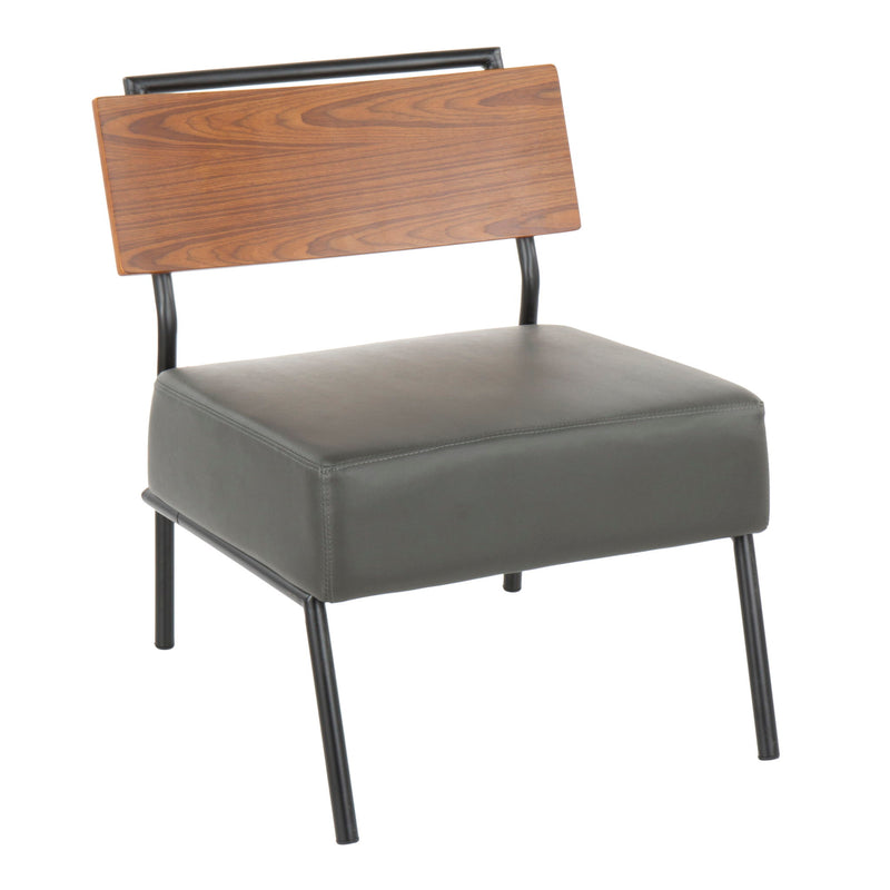 Lumi Source Fiji contemporary side chair with gray upholstered seat and walnut wood legs, modern design for dining or lounge.