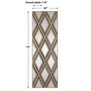 Light brown geometric argyle pattern wall mirror by Uttermost featuring a stylish, modern design with a sleek frame.