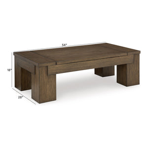 Rosswain - Lift Top Cocktail Table - Warm Brown