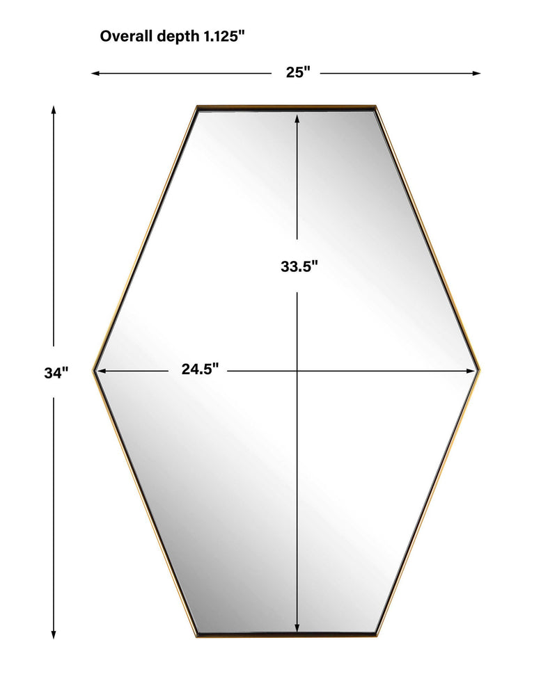 Ankara - Brass Hexagon Mirror