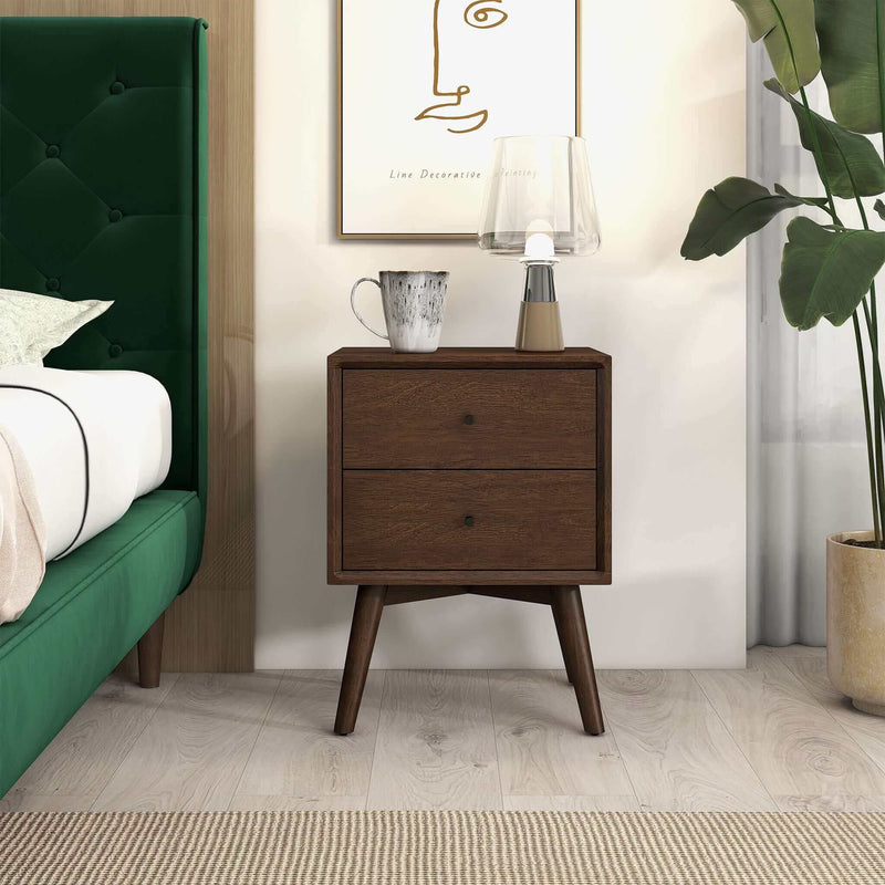 Caroline - Mid-Century Modern Style Night Stand 2 Drawer - R&R Furniture Gallery (Fountain Valley, CA)