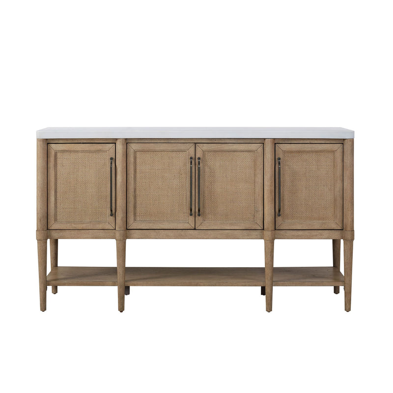 Cement Topped Server With Cane Insets - Sand - R&R Furniture Gallery (Fountain Valley, CA)