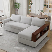 Noble House stationary sectional sofa with upholstered cushions and reversible armrests, perfect for modern living room seating