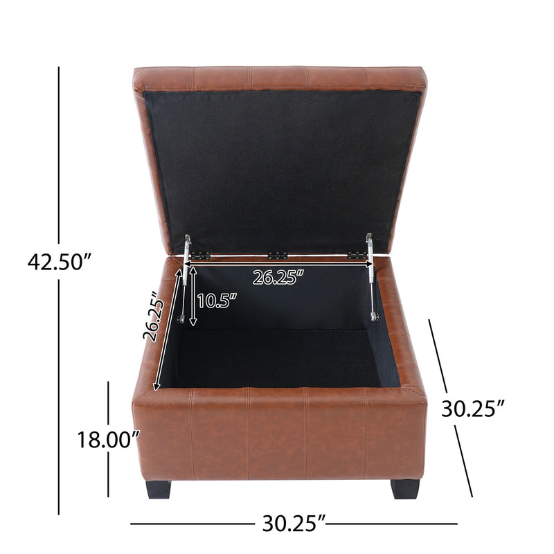 Square Tufted Indoor Ottoman With Lift-Top Storage - R&R Furniture Gallery (Fountain Valley, CA)