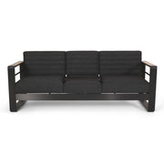 Giovanna - 3 Seater Sofa With Aluminum Frame And Water Repellence Cushions - Black - R&R Furniture Gallery (Fountain Valley, CA)