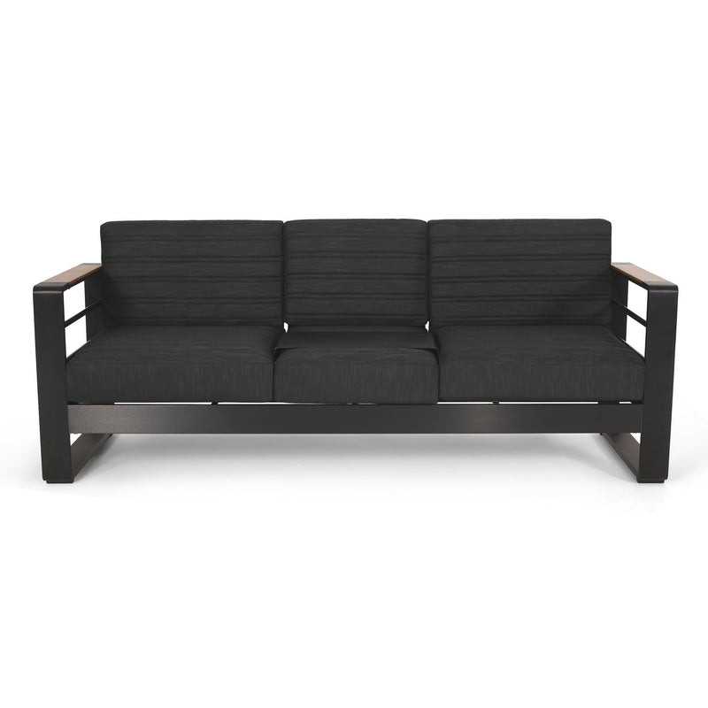 Giovanna - 3 Seater Sofa With Aluminum Frame And Water Repellence Cushions - Black - R&R Furniture Gallery (Fountain Valley, CA)