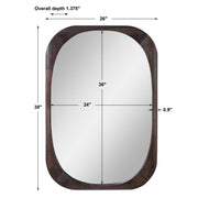 Dark brown Sheldon mid-century wall mirror by Uttermost featuring a sleek, rectangular frame and reflective glass for modern decor.