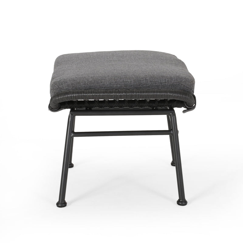 Outdoor Modern Boho Wicker Ottoman With Cushions (Set of 2) - R&R Furniture Gallery (Fountain Valley, CA)