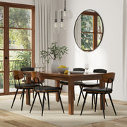 Simpli-Home handcrafted dining table with wooden finish, ideal for family meals and gatherings in a stylish dining room.