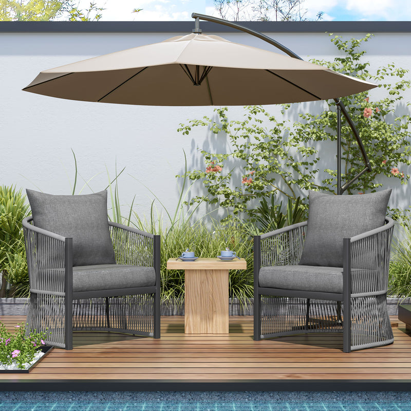 Modern Curved Aluminum Lounge Chair With Stylish Rope Weave Design And Cushioned Comfort For Outdoor - R&R Furniture Gallery (Fountain Valley, CA)