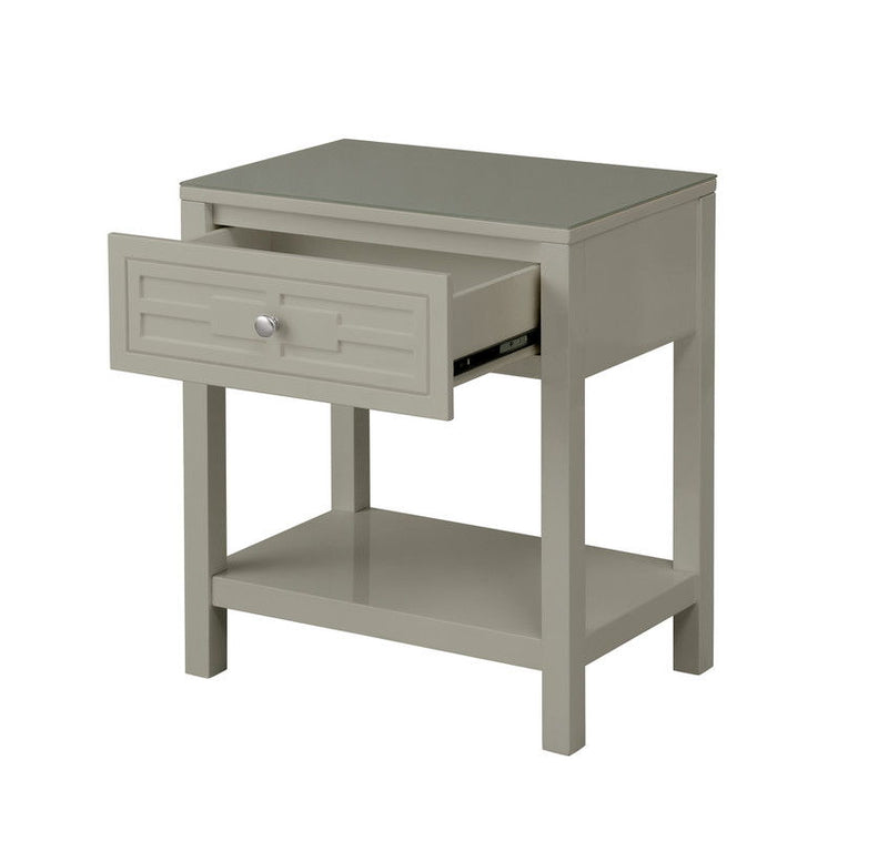 Dylan - Wooden End Side Table Nightstand With Glass Top And Drawer - R&R Furniture Gallery (Fountain Valley, CA)