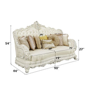 Adara - Sofa With 7 Pillows - Pearl White Synthetic Leather & Antique White - R&R Furniture Gallery (Fountain Valley, CA)
