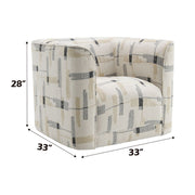 Beige patterned fabric Darya swivel chair by ACME with a modern design and adjustable rotation for versatile seating.