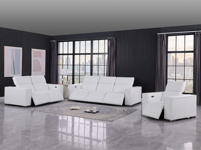 1208 - Leather Reclining Set (Sofa, Loveseat & Chair With 6 Power Recliners)